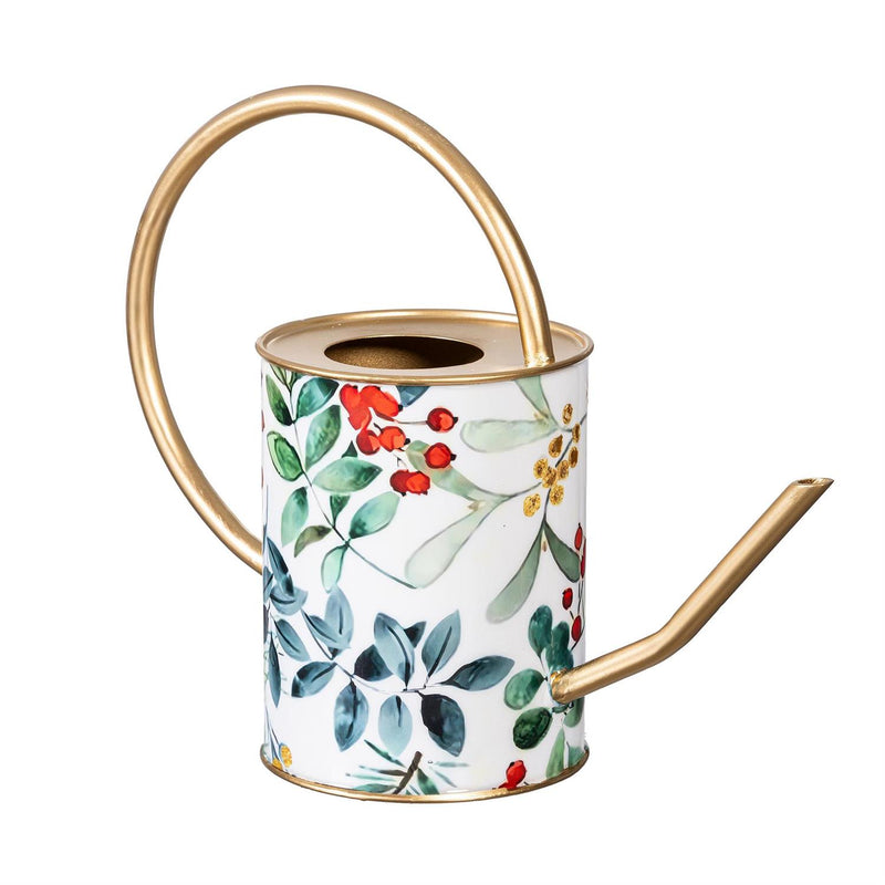VivaStyle Watering Can, Printed Metal, Festive Foliage, 32 oz.