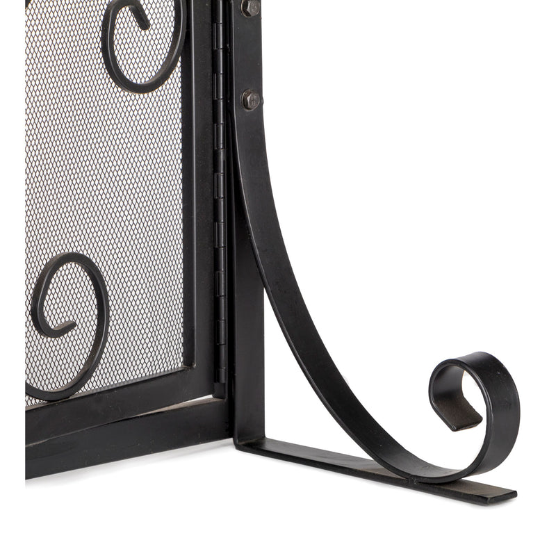 Evergreen Accessory,Large Crest Fireplace Screen With Doors - Black,44x33x13.3 Inches