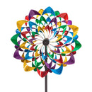 84"H Wind Powered Lighted Wind Spinner, Multicolor Flower,47m3026