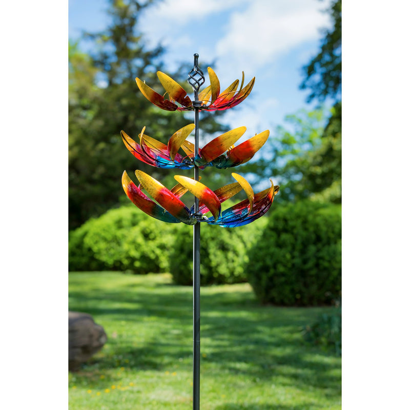 84"H 3 Tier Wind Spinner, Primary Color Ombre Waves in Motion,47m3029