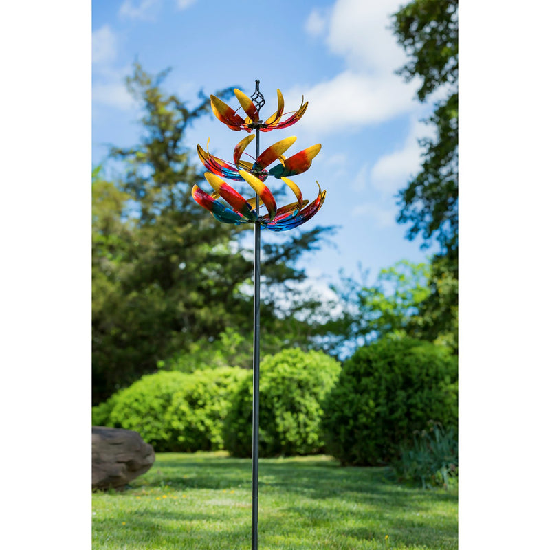 84"H 3 Tier Wind Spinner, Primary Color Ombre Waves in Motion,47m3029