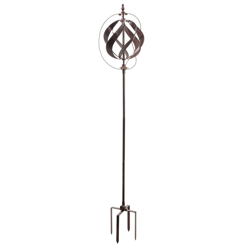 Evergreen Wind,85.5"H Misting Wind Spinner, Copper Sphere,17.5x17.5x85.5 Inches