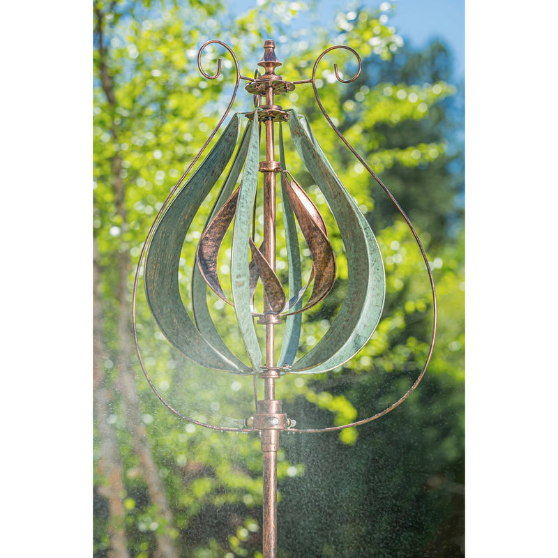 87.5"H Misting Wind Spinner, Copper and Verdigris Tulip,47m3061