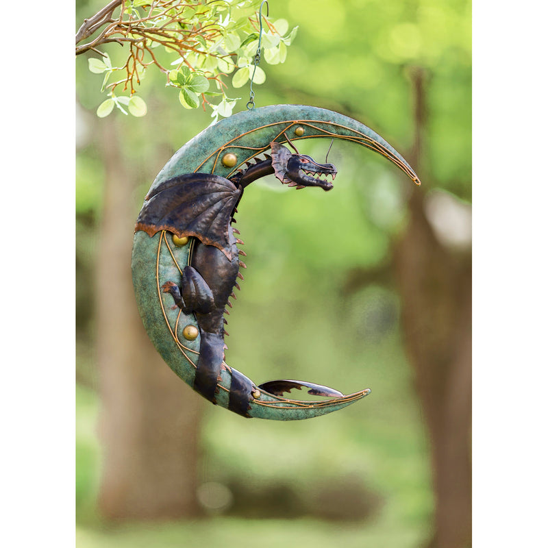 Metal Dragon on Moon Hanging Sculpture,47m3295