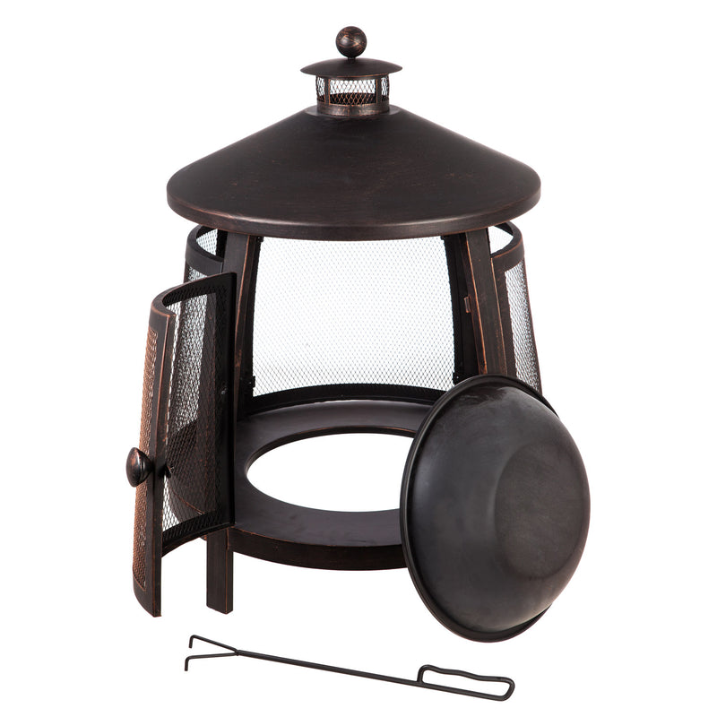 Evergreen Accessory,Tall firepit with chimney,22x22x31 Inches