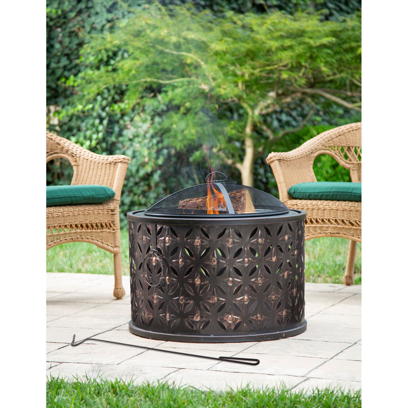 Evergreen Accessory,Cylinder Lattice Firepit,26x26x20 Inches