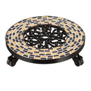 Round Mosaic Plant Caddy, Brown, 6 PCS