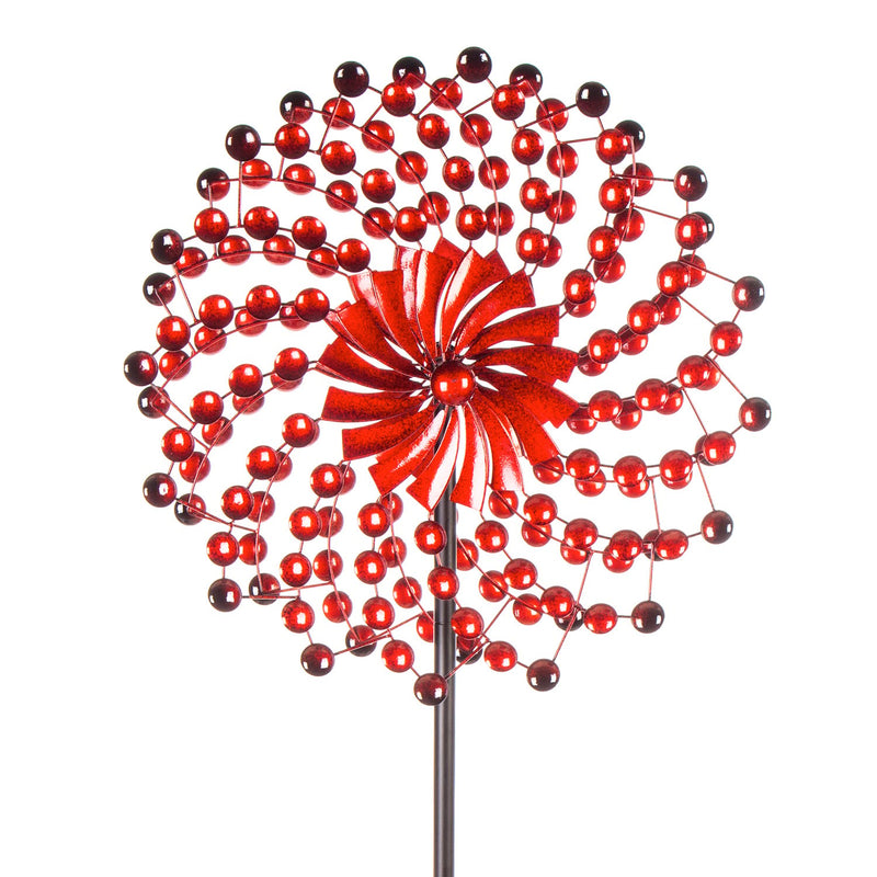 Evergreen Wind,75"H Wind Spinner, Crimson Bubbles,24x10.25x75 Inches