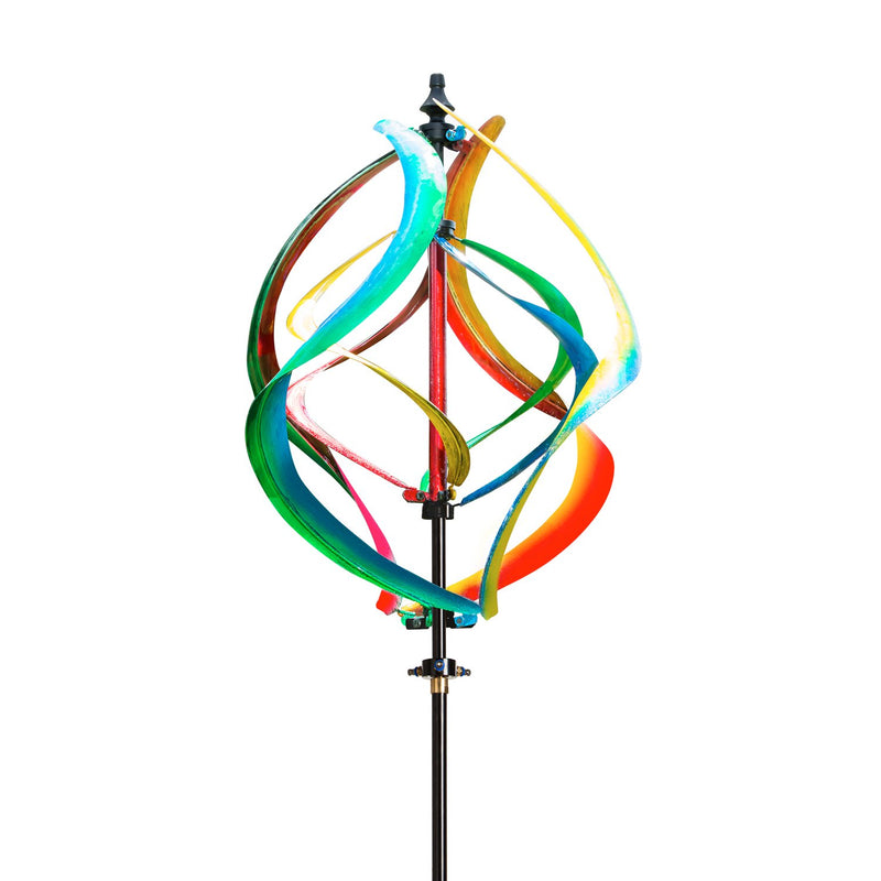 Evergreen Wind,89"H Misting Wind Spinner, Multicolor Helix,18x18x89 Inches