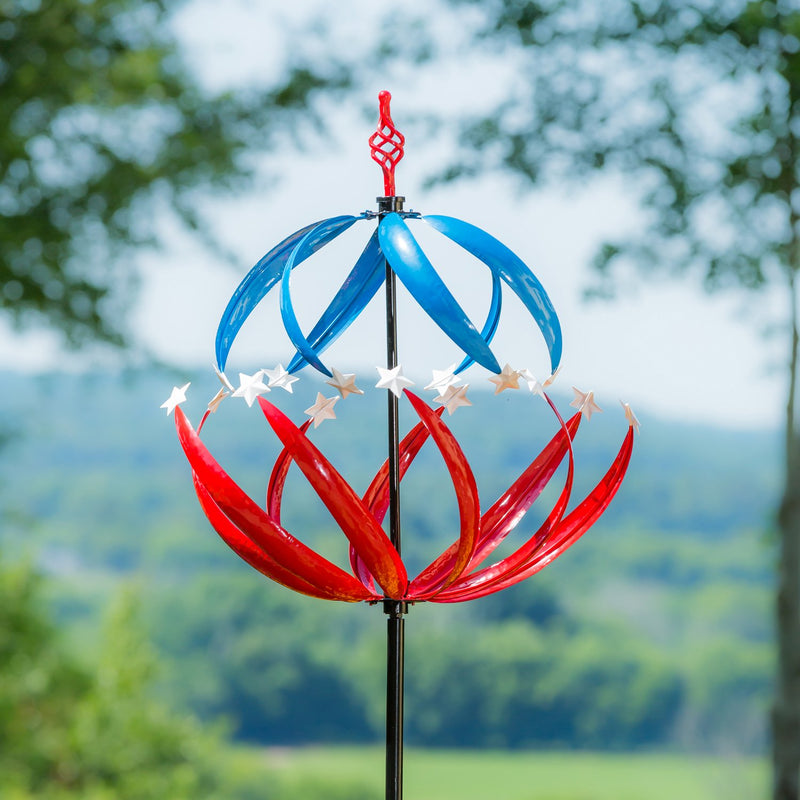 85"H Wind Spinner, Patriotic Stars,47m4007