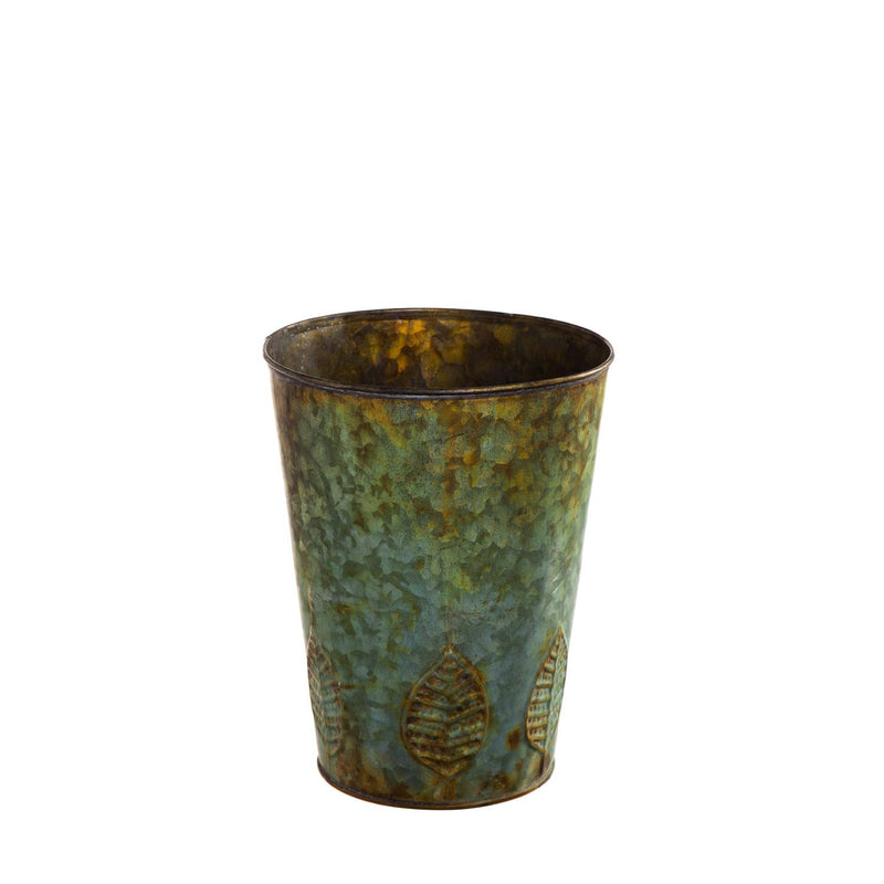 Set of 3 Nested Metal Planter with Leaf Embossing