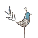 Frilly Birds Garden Stake, Blue Head Bird