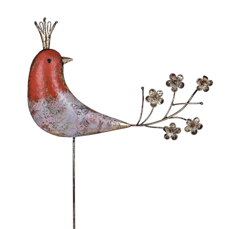 Frilly Birds Garden Stake, Red Head Bird