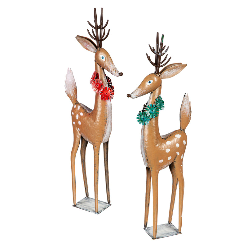 20.75" Spotted Metal Reindeer Statuary, 2 Asst,47m4902