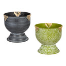 Metal Planter with Woven Accent, Asst of 2