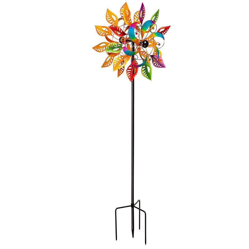 75"H Colorful Filigree Leaves Wind Spinner