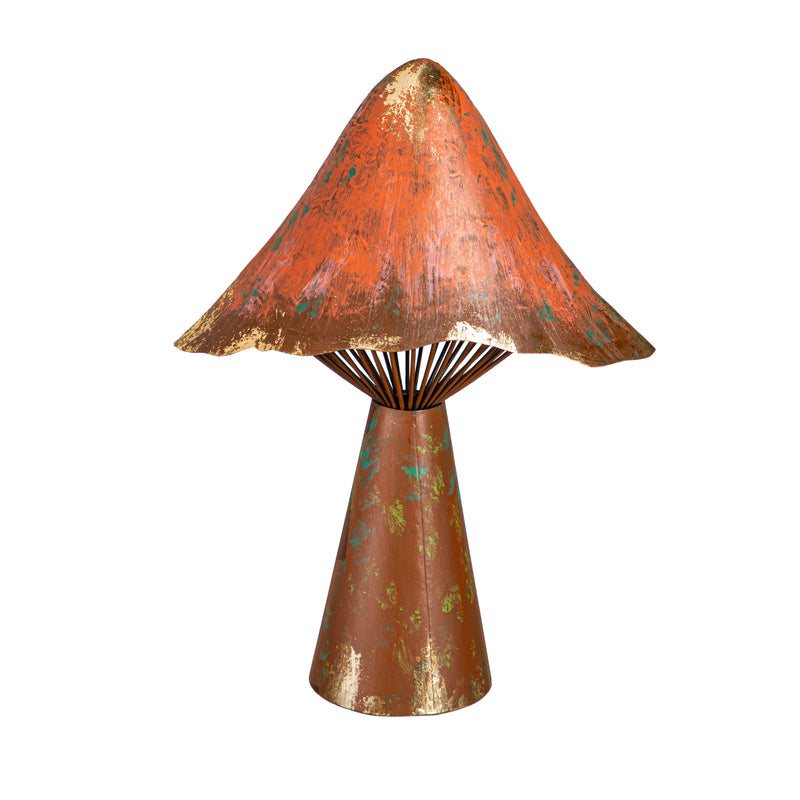 Evergreen Statuary,Terracotta Metal Mushroom Statuary,5x9x12.5 Inches