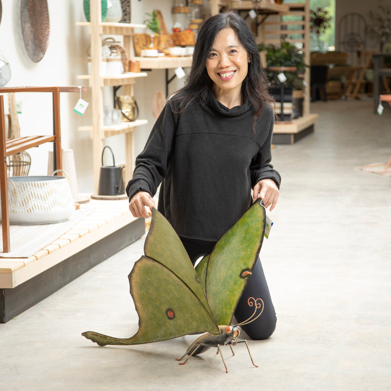 Evergreen Statuary,Metal Luna Moth Statue,29x18x22 Inches