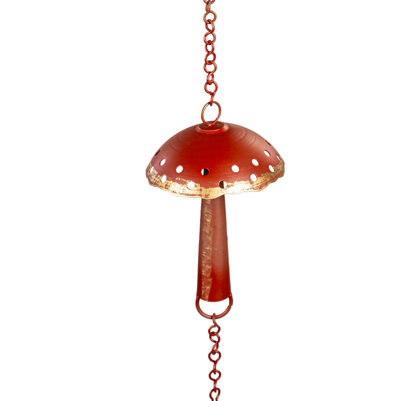 Evergreen Garden Accents,72" Red Metal Mushroom Rain Chain,4.75x4.75x72 Inches