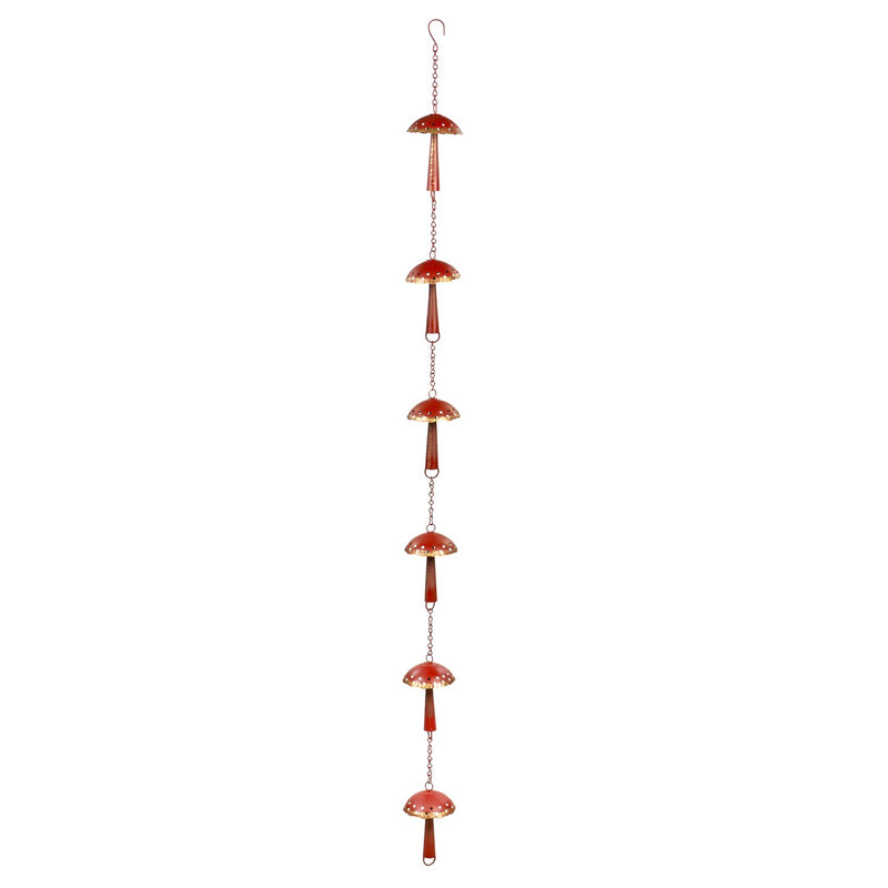 Evergreen Garden Accents,72" Red Metal Mushroom Rain Chain,4.75x4.75x72 Inches