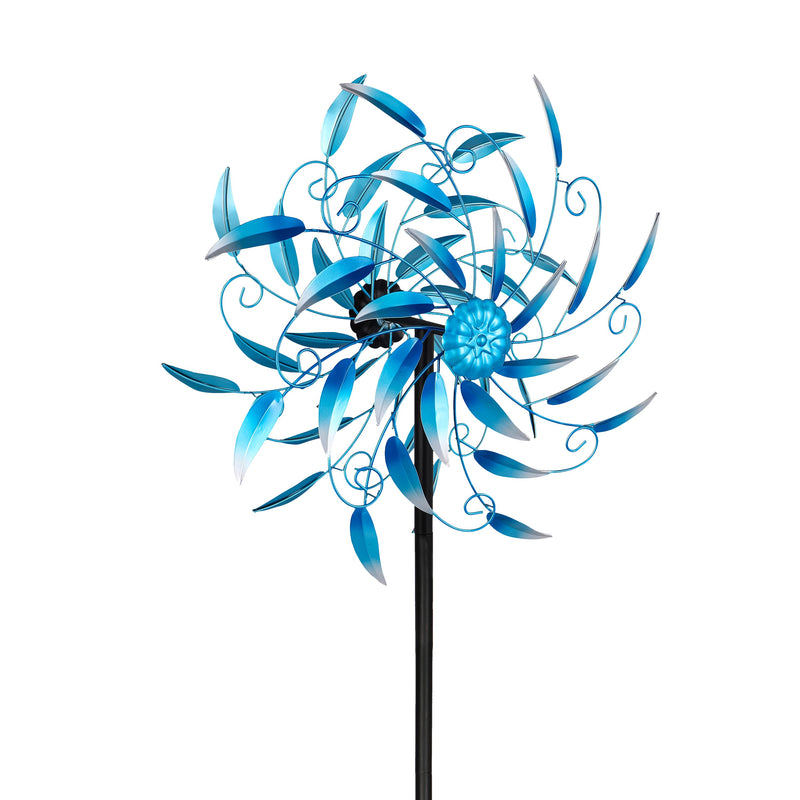 Evergreen Wind,75"  Blue Crystal Leaves Spinner,10.25x22x74 Inches