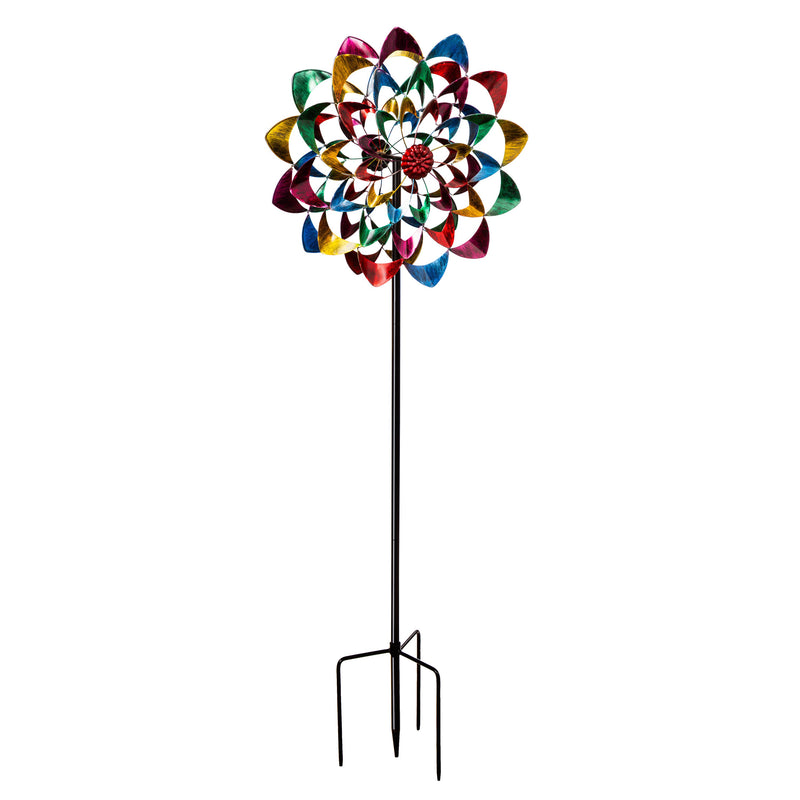 Evergreen Wind,75" Multi-Color Wave Wind Spinner,23.75x10x75 Inches