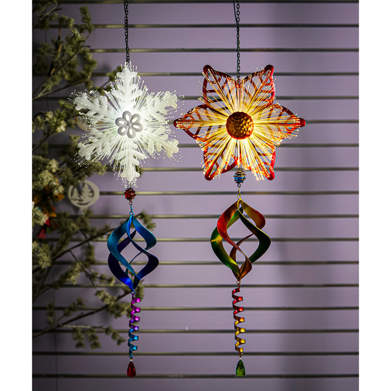 Evergreen Wind,Metal Snowflake Twirler,9.84x4.53x39.37 Inches