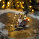 Evergreen Statuary,10"H LED Santa & Snowman On Sled Statuary,3.25x13.25x10.5 Inches