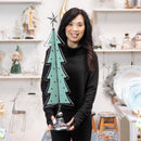 Evergreen Statuary,33" H Pewter Christmas Tree Statuary, Teal,9x10x33.25 Inches