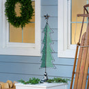 Evergreen Statuary,33" H Pewter Christmas Tree Statuary, Teal,9x10x33.25 Inches