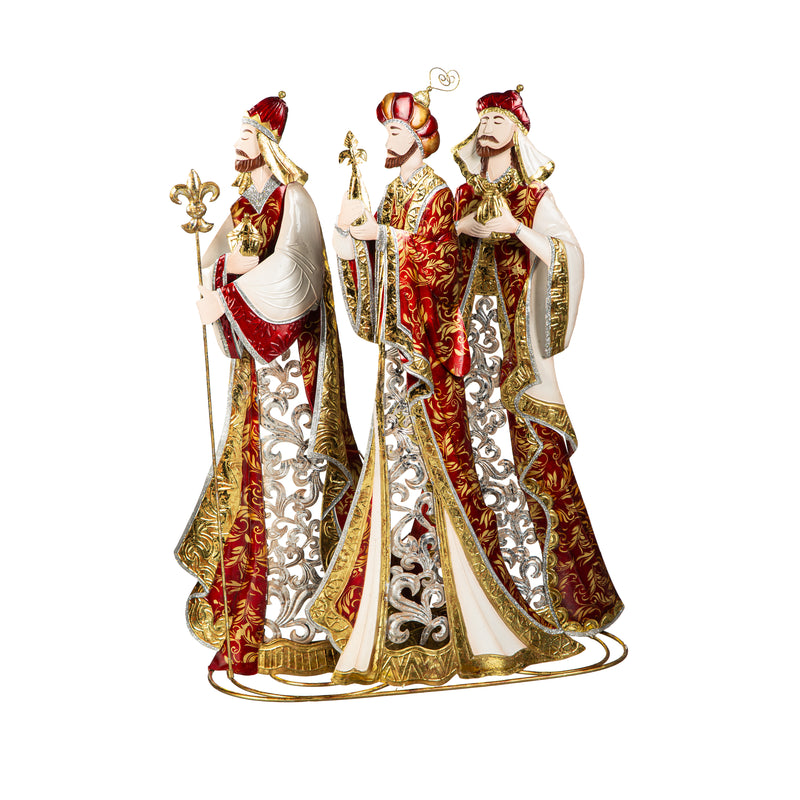 Evergreen Statuary,27"H The Three Kings Statuary, Capiz & Metal,21.5x7.25x27 Inches