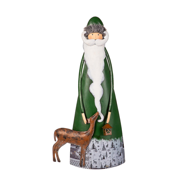 Evergreen Statuary,24"H Forest Finds Santa With Deer Statuary,6.75x11.75x24 Inches