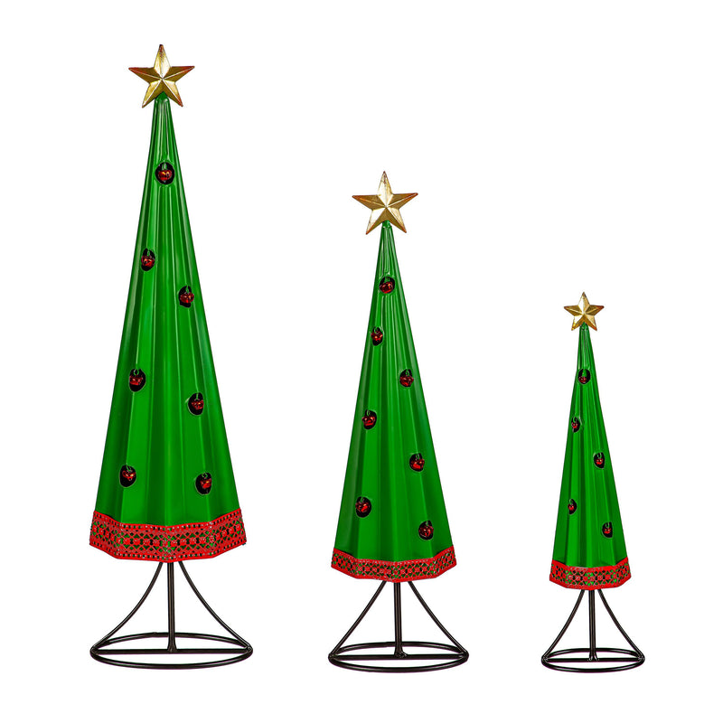 Evergreen Statuary,20" H Metal Christmas Tree Statue With Jingle Bells,2.8x5.5x20.1 Inches