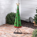 Evergreen Statuary,28"H Metal Christmas Tree Statue With Jingle Bells,3.9x8x28.3 Inches