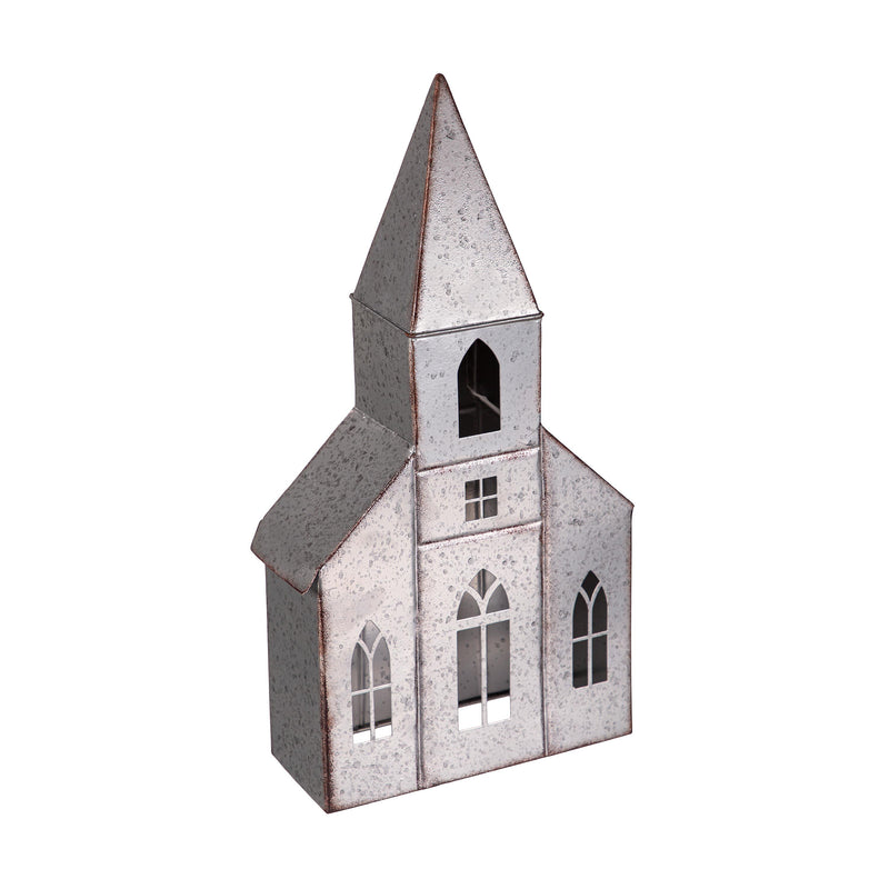 Evergreen Statuary,16"H Metal Church Statuary,8.86x3.35x15.75 Inches
