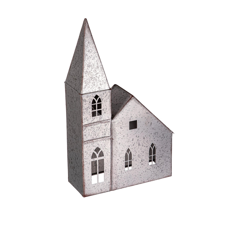 Evergreen Statuary,13"H Metal Church Statuary,8.46x3.35x13.98 Inches