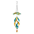Metal Wind Twirler, Floral Blue & Yellow, 31"H