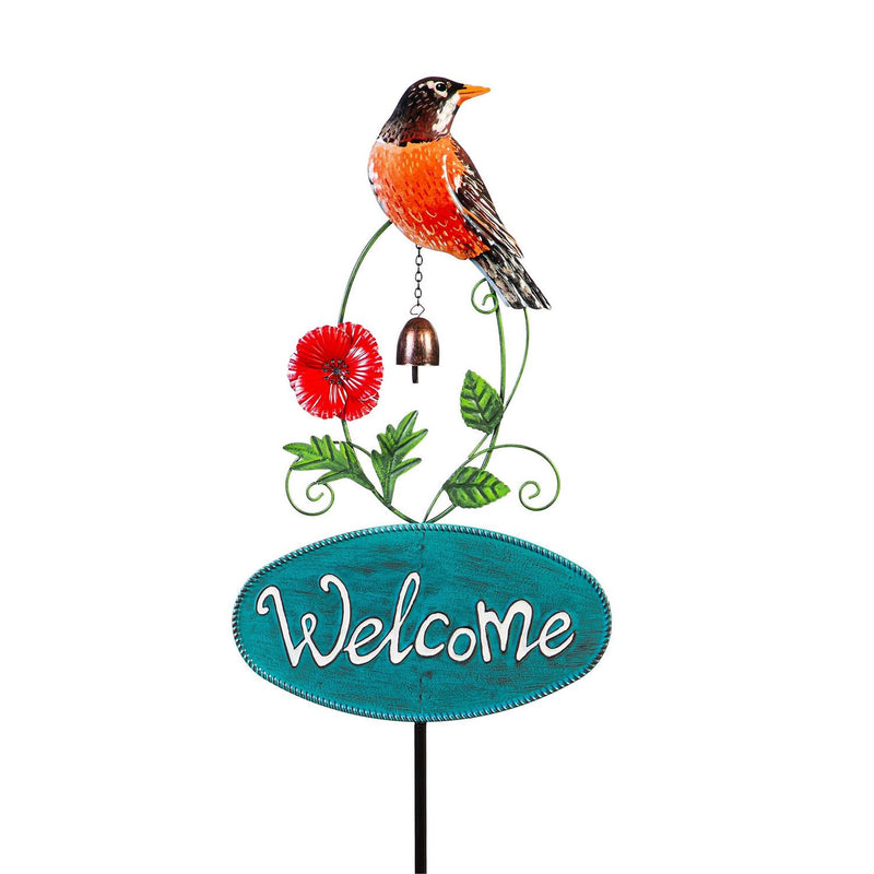 Welcome Bird Metal Garden Stake, 41"