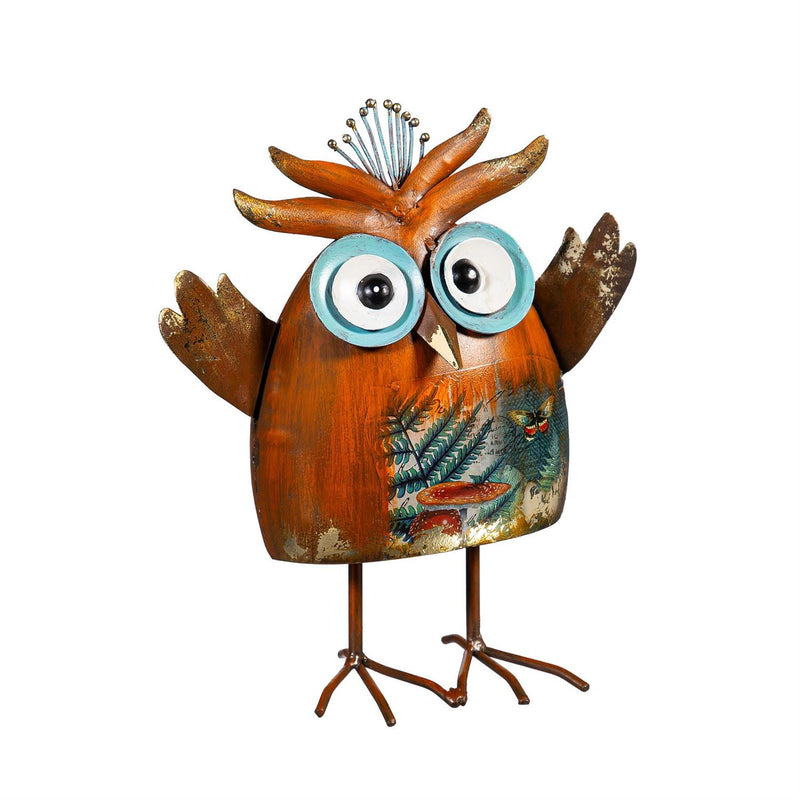 Garden of Wonder Garden Statue, Metal Mini Owls Statue, 8"H