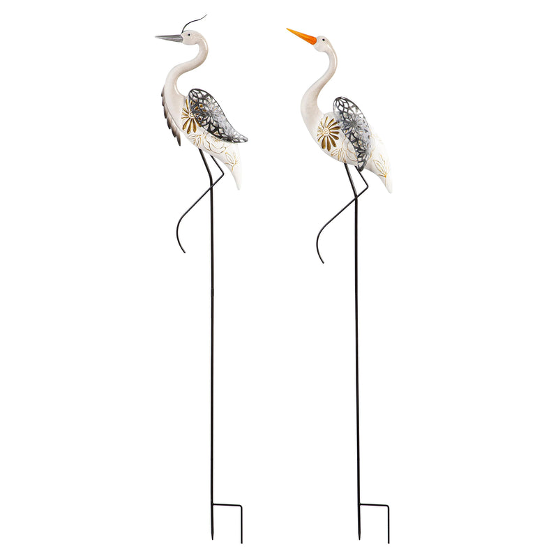 Blue Coastal Garden Stake, Metal Deco Crane, 41"
