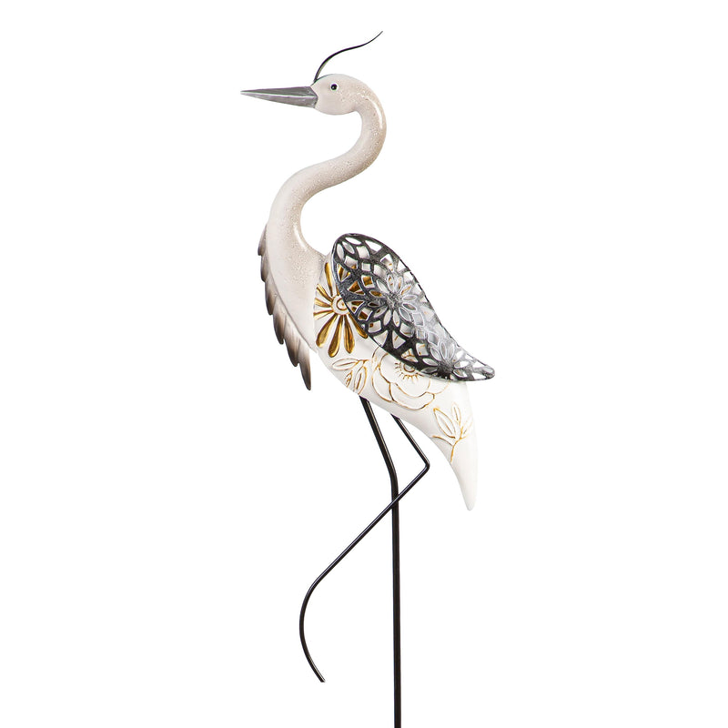 Blue Coastal Garden Stake, Metal Deco Crane, 41"