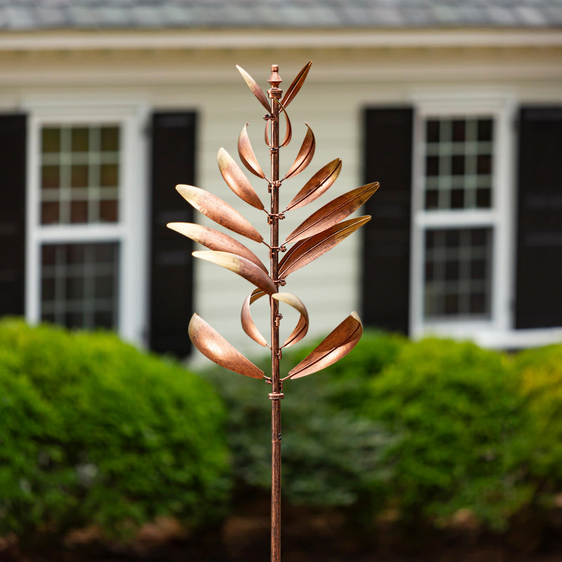 Metallic Leaf Metal Wind Spinner, 90"H