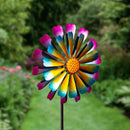 Metal Wind Spinner, 2 Layer Flower, 75"H