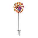 Metal Wind Spinner, Purple & Orange Disc Flower, 75"H