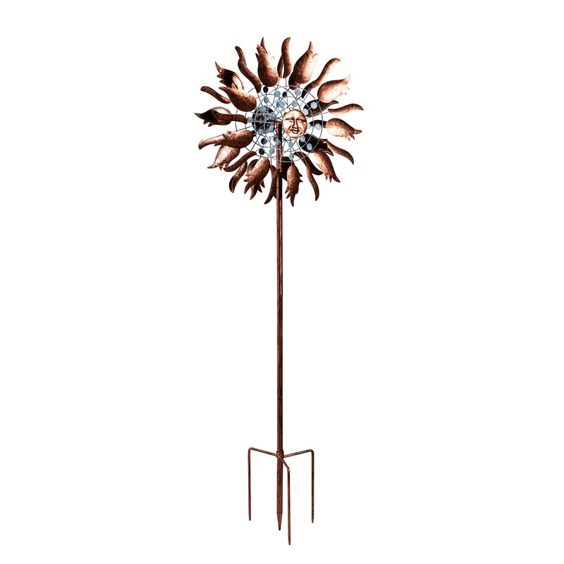 Metal Wind Spinner, Copper Sun, 75"H