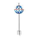 Metal Wind Spinner, Cool Spiral With Copper Flowers, 85"H