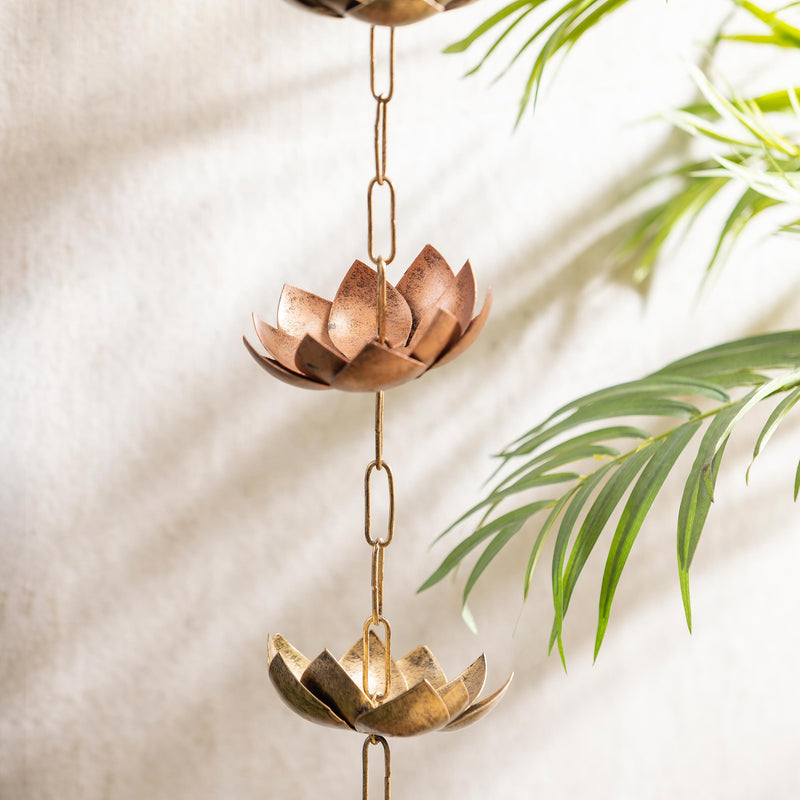 Lotus Metal Rain Chain, 72"H