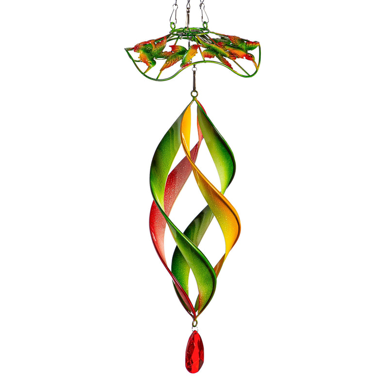 Metal Wind Twirler, Floral Red & Green, 31"H