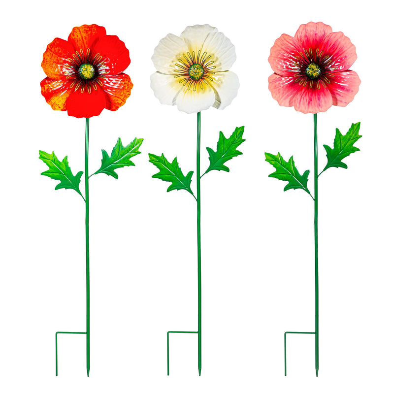 What She Shed Garden Stake, Metal Poppy Flowers, 43"