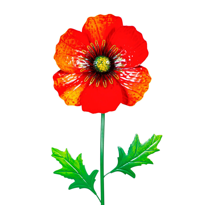 What She Shed Garden Stake, Metal Poppy Flowers, 43"